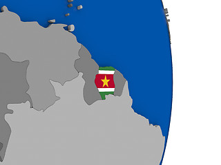 Image showing Suriname on globe with flag