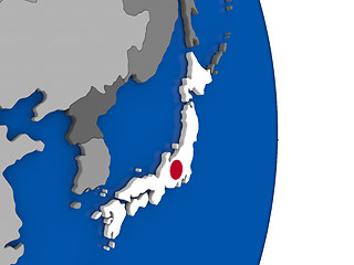 Image showing Japan on globe with flag