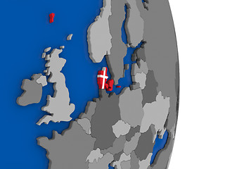 Image showing Denmark on globe with flag