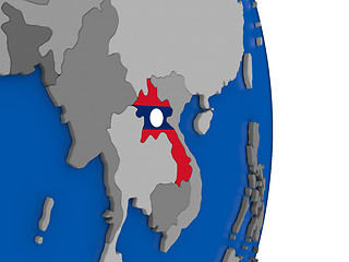 Image showing Laos on globe with flag