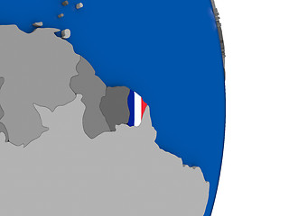 Image showing French Guiana on globe with flag