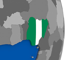 Image showing Nigeria on globe with flag