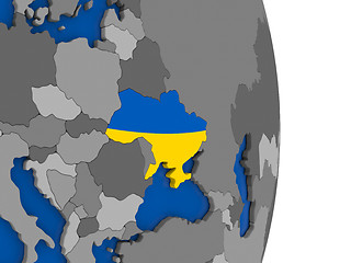 Image showing Ukraine on globe with flag