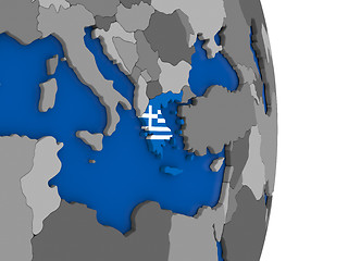 Image showing Greece on globe with flag