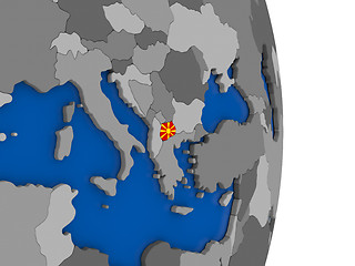 Image showing Macedonia on globe with flag