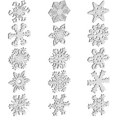 Image showing Set snowflakes icons on white background, illustration