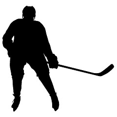 Image showing Silhouette of hockey player. Isolated on white. illustrations