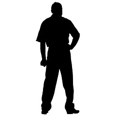 Image showing Black silhouettes man on white background. illustration