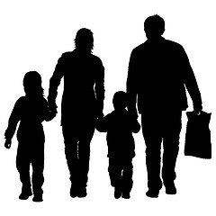 Image showing Silhouette of happy family on a white background. illustration.