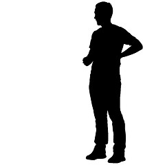 Image showing Black silhouettes man on white background. illustration