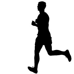 Image showing Silhouettes Runners on sprint, men. illustration