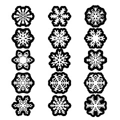 Image showing Set snowflakes icons on white background, illustration