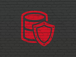 Image showing Database concept: Database With Shield on wall background