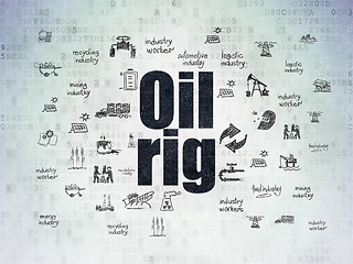 Image showing Industry concept: Oil Rig on Digital Data Paper background