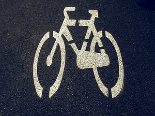 Image showing Vintage looking Bike lane sign