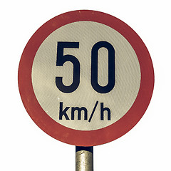 Image showing Vintage looking Speed limit sign