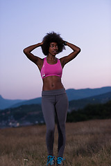 Image showing portrait of african american woman jogging in nature