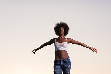 Image showing young black woman in nature