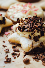 Image showing Tasty homemade cookie with chocolate and cream