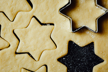 Image showing Star cookies made with shortcrust