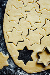 Image showing Star cookies made with shortcrust