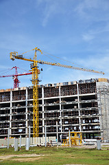 Image showing Crane and building construction site