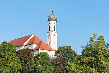 Image showing Tranquil Bavarian scenery in small town Schongau with ancient ch