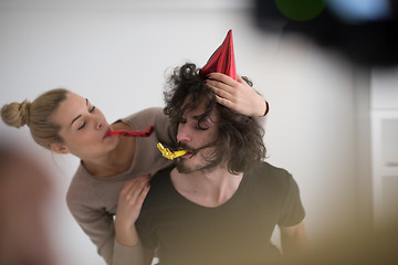 Image showing romantic couple celebrating