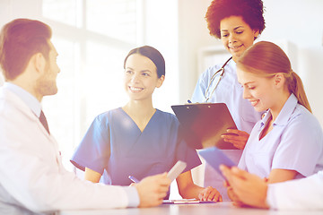 Image showing group of happy doctors meeting at hospital office