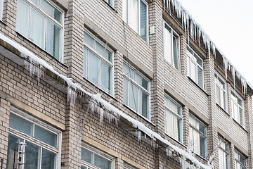 Image showing icicles on building or living house facade