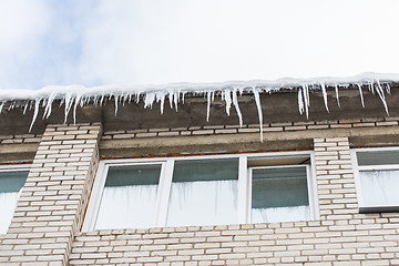 Image showing icicles on building or living house facade