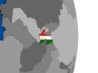 Image showing Tajikistan on globe with flag