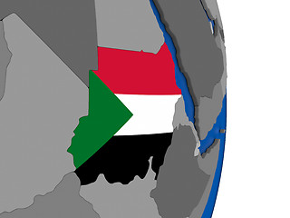 Image showing Sudan on globe with flag