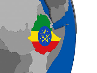 Image showing Ethiopia on globe with flag