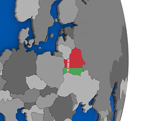 Image showing Belarus on globe with flag