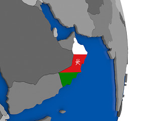 Image showing Oman on globe with flag