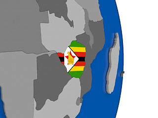 Image showing Zimbabwe on globe with flag