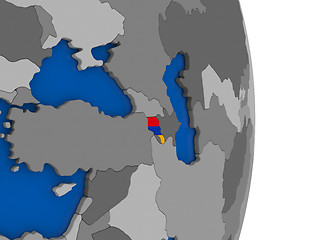 Image showing Armenia on globe with flag