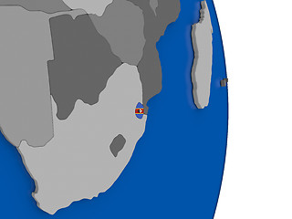 Image showing Swaziland on globe with flag