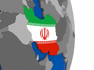 Image showing Iran on globe with flag