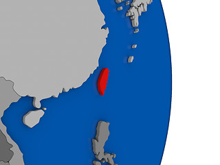 Image showing Taiwan on globe with flag