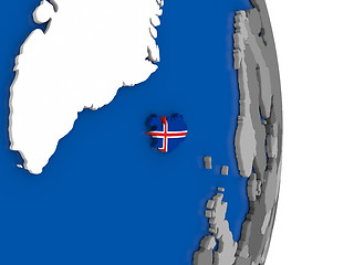 Image showing Iceland on globe with flag