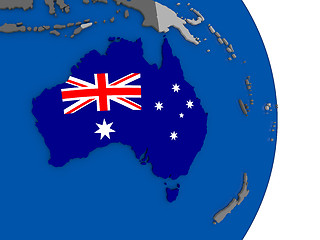 Image showing Australia on globe with flag