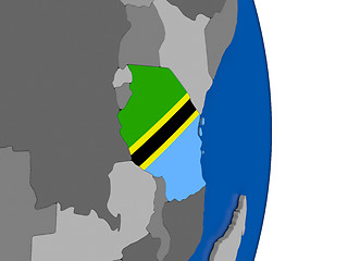 Image showing Tanzania on globe with flag