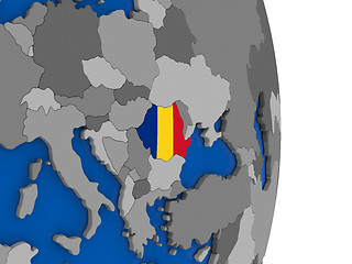 Image showing Romania on globe with flag