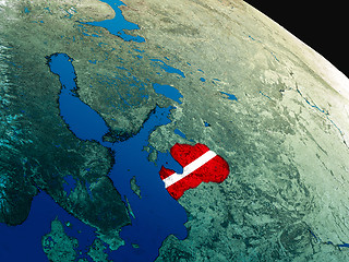 Image showing Flag of Latvia from space