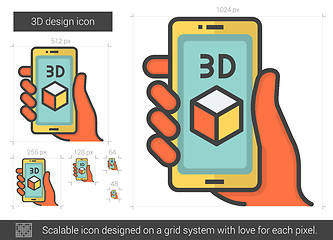 Image showing Three d design line icon.