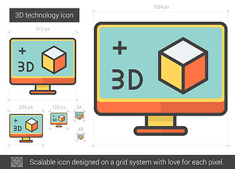 Image showing Three d technology line icon.