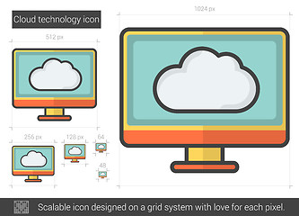 Image showing Cloud technology line icon.