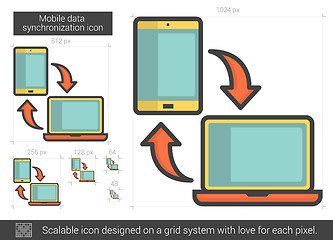 Image showing Mobile data synchronization line icon.